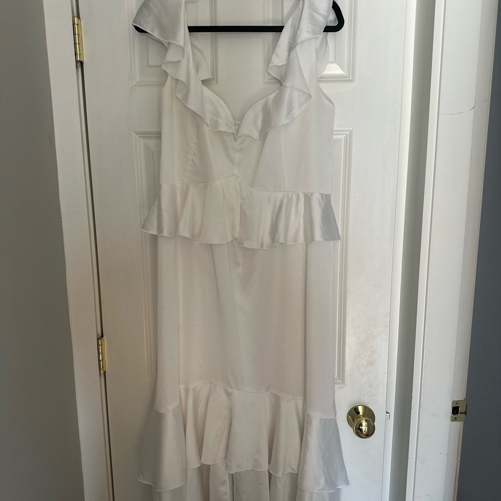Show Me Your MuMu White Ruffle Midi Dress